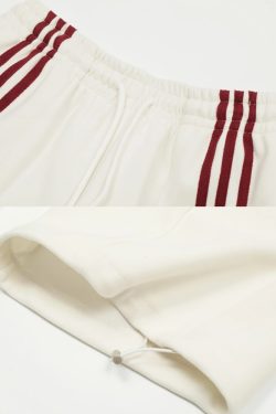 Y2K Grunge White Baggy Sweatpants - Retro 90s Fashion, Summer Y2K Outfits, Pastel Goth Style