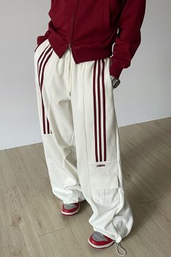 Y2K Grunge White Baggy Sweatpants - Retro 90s Fashion, Summer Y2K Outfits, Pastel Goth Style