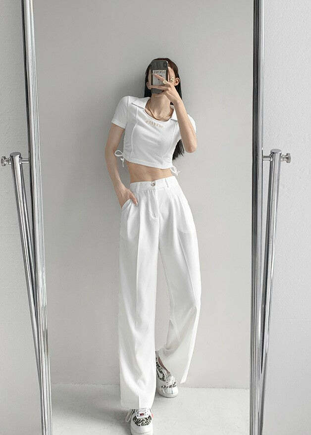 Y2K Grunge Wide-Leg Pants - Retro 90s Summer Outfit, Perfect for Y2K Party & Club Looks