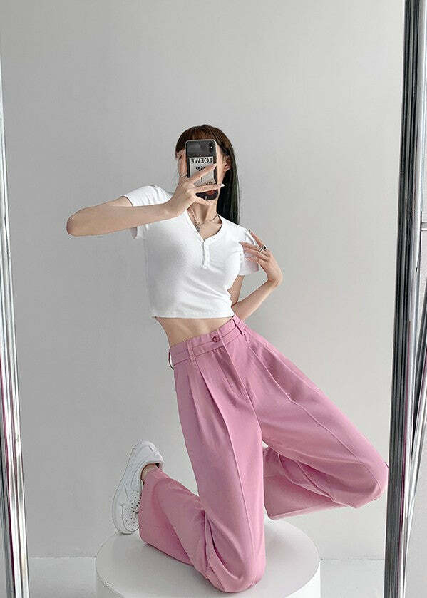 Y2K Grunge Wide-Leg Pants - Retro 90s Summer Outfit, Perfect for Y2K Party & Club Looks