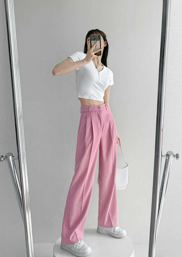 Y2K Grunge Wide-Leg Pants - Retro 90s Summer Outfit, Perfect for Y2K Party & Club Looks