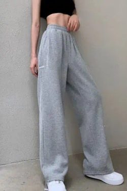 Y2K Grunge Wide-Leg Sweatpants - Retro 90s Fashion, Summer Outfits, and Pastel Goth Style