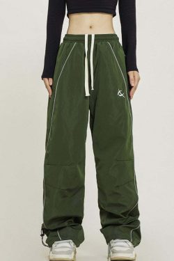Y2K Grunge Wide-Leg Track Pants - Retro 90s Fashion, Summer Outfits, and Clubwear