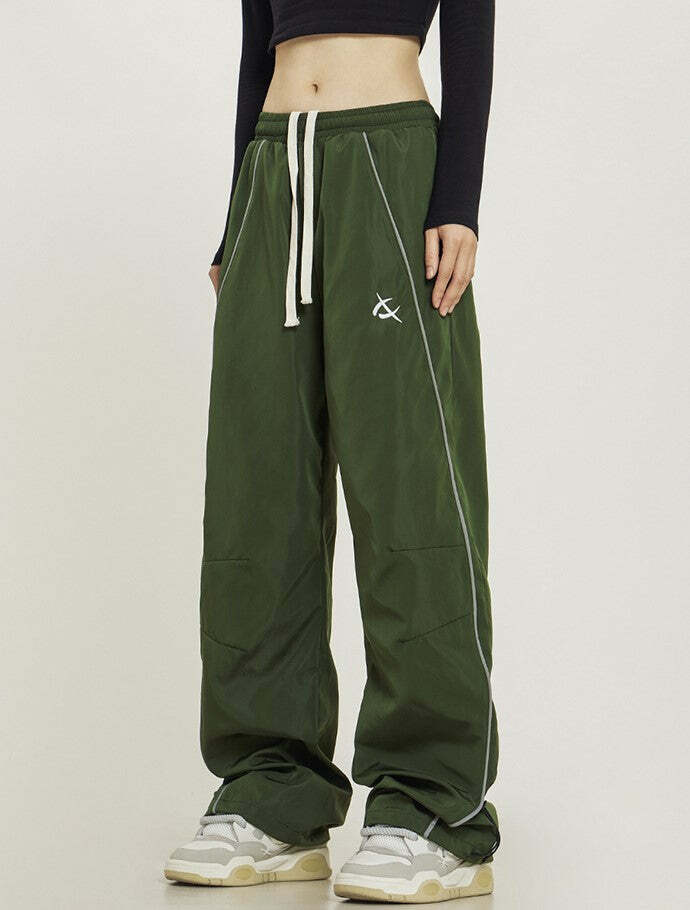 Y2K Grunge Wide-Leg Track Pants - Retro 90s Fashion, Summer Outfits, and Clubwear