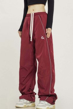 Y2K Grunge Wide-Leg Track Pants - Retro 90s Summer Outfit, Y2K Club & Party Fashion