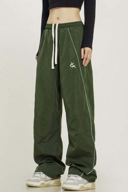 Y2K Grunge Wide-Leg Track Pants - Retro 90s Summer Outfit, Y2K Club & Party Fashion