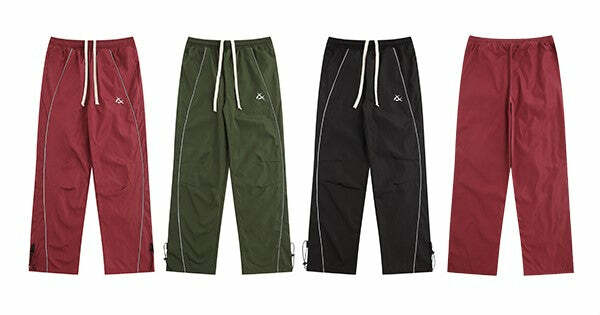 Y2K Grunge Wide-Leg Track Pants - Retro 90s Summer Outfit, Y2K Club & Party Fashion