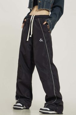 Y2K Grunge Wide-Leg Track Pants - Retro 90s Summer Outfit, Y2K Club & Party Fashion