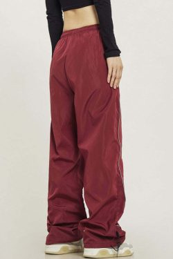 Y2K Grunge Wide-Leg Track Pants - Retro 90s Summer Outfit, Y2K Club & Party Fashion