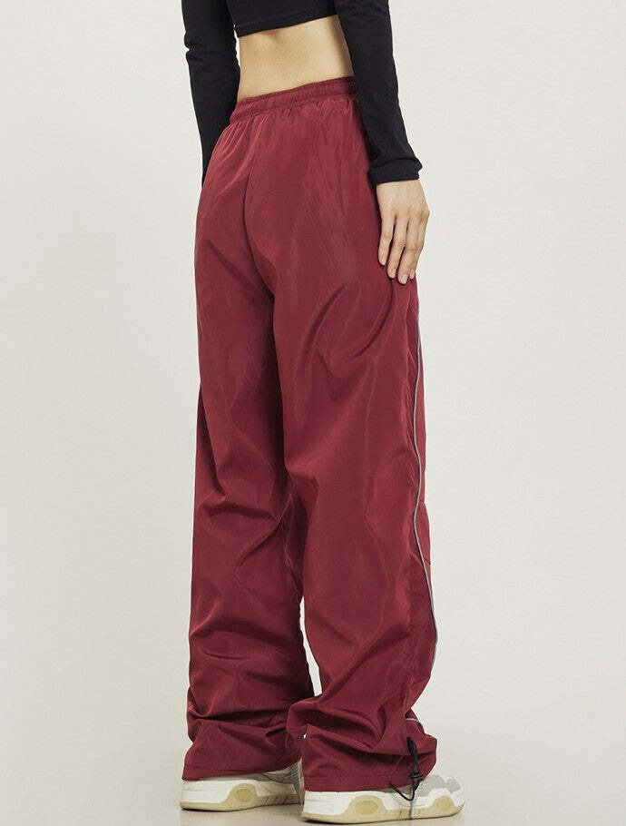 Y2K Grunge Wide-Leg Track Pants - Retro 90s Summer Outfit, Y2K Club & Party Fashion