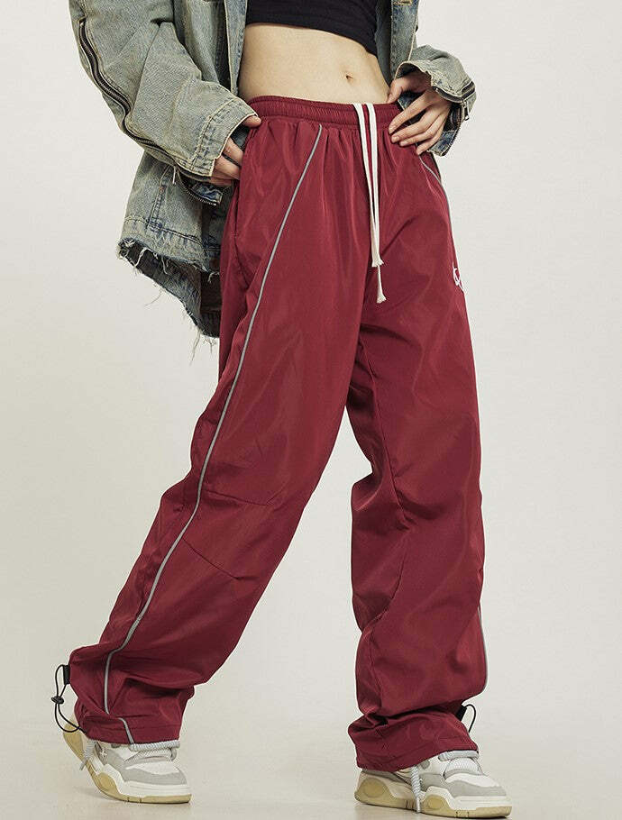 Y2K Grunge Wide-Leg Track Pants - Retro 90s Summer Outfit, Y2K Club & Party Fashion