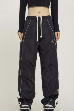 Y2K Grunge Wide-Leg Track Pants - Retro 90s Summer Outfit, Y2K Club & Party Fashion