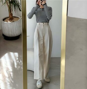 Y2K Grunge Wide Line Pants - Retro 90s Fashion, Summer Y2K Outfits, Gothic Y2K Style