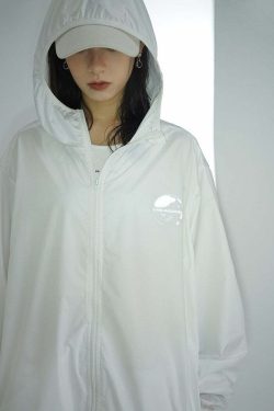 Y2K Grunge Windbreaker Jacket - Retro 90s Summer Fashion, UPF50+ Protection, BJHG Core