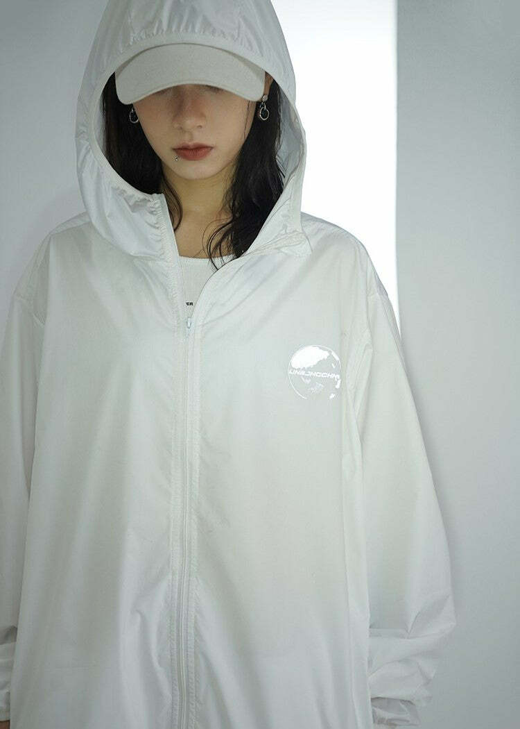Y2K Grunge Windbreaker Jacket - Retro 90s Summer Fashion, UPF50+ Protection, BJHG Core
