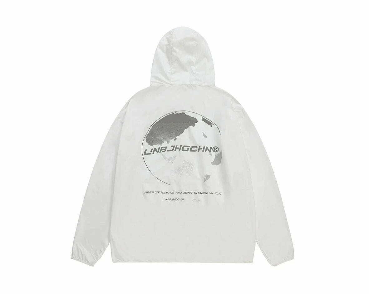 Y2K Grunge Windbreaker Jacket - Retro 90s Summer Fashion, UPF50+ Protection, BJHG Core