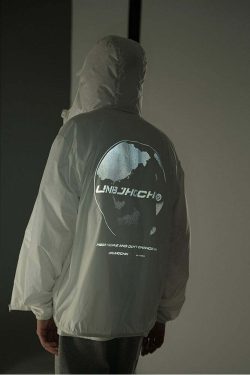 Y2K Grunge Windbreaker Jacket - Retro 90s Summer Fashion, UPF50+ Protection, BJHG Core