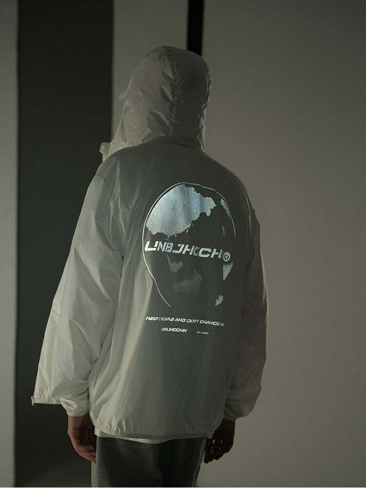 Y2K Grunge Windbreaker Jacket - Retro 90s Summer Fashion, UPF50+ Protection, BJHG Core