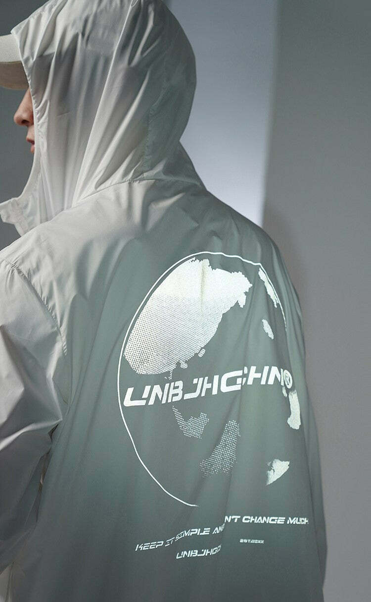 Y2K Grunge Windbreaker Jacket - Retro 90s Summer Fashion, UPF50+ Protection, BJHG Core