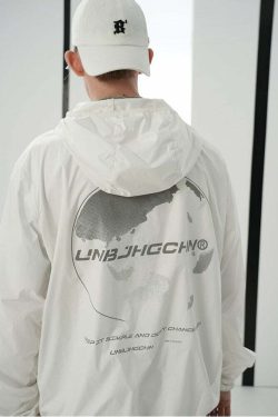 Y2K Grunge Windbreaker Jacket - Retro 90s Summer Fashion, UPF50+ Protection, BJHG Core