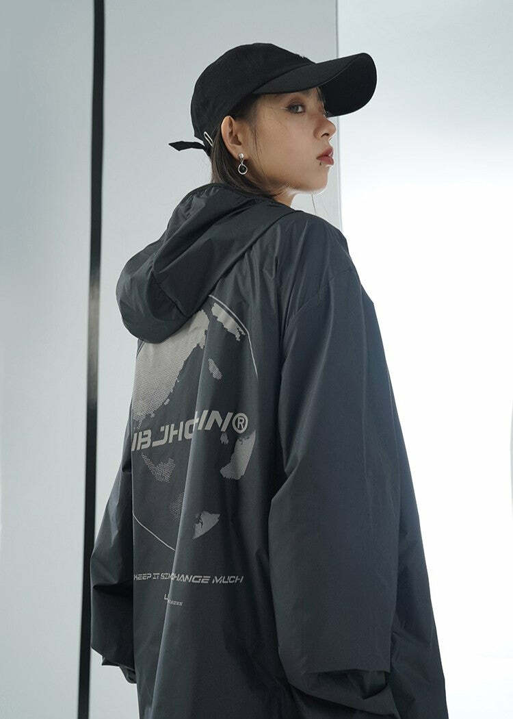 Y2K Grunge Windbreaker Jacket - Retro 90s Summer Fashion, UPF50+ Protection, BJHG Core