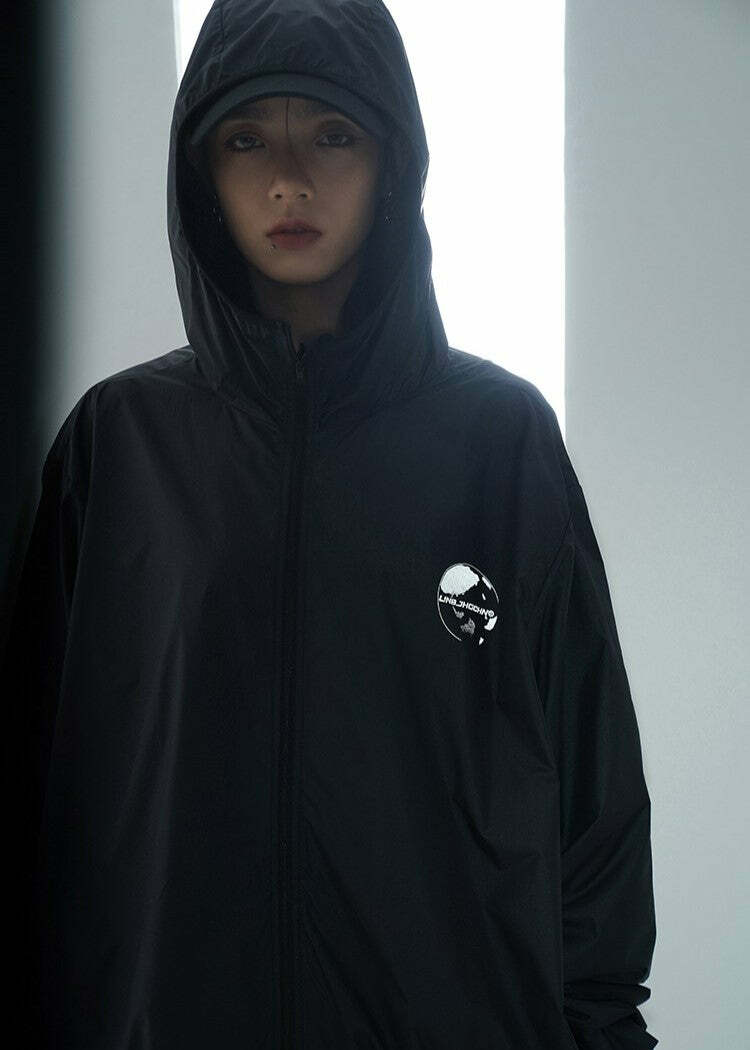 Y2K Grunge Windbreaker Jacket - Retro 90s Summer Fashion, UPF50+ Protection, BJHG Core