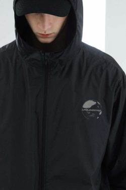 Y2K Grunge Windbreaker Jacket - Retro 90s Summer Fashion, UPF50+ Protection, BJHG Core
