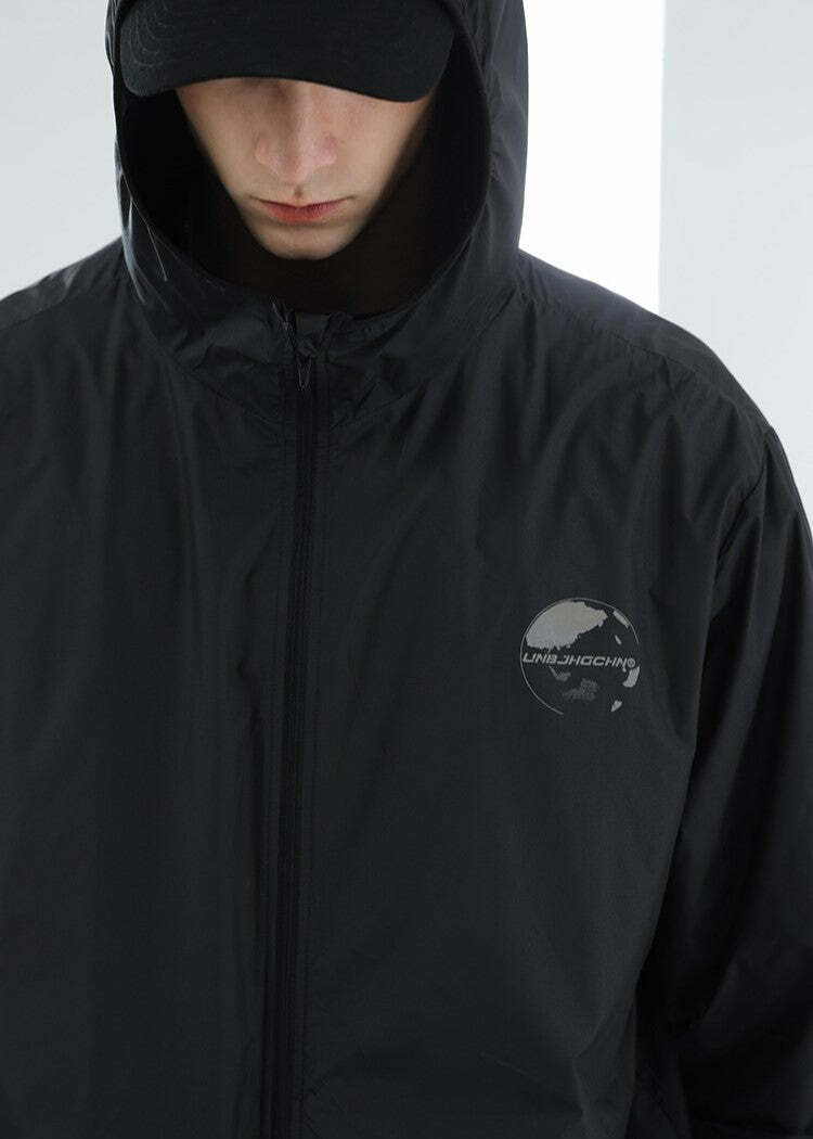 Y2K Grunge Windbreaker Jacket - Retro 90s Summer Fashion, UPF50+ Protection, BJHG Core