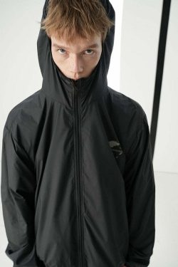 Y2K Grunge Windbreaker Jacket - Retro 90s Summer Fashion, UPF50+ Protection, BJHG Core