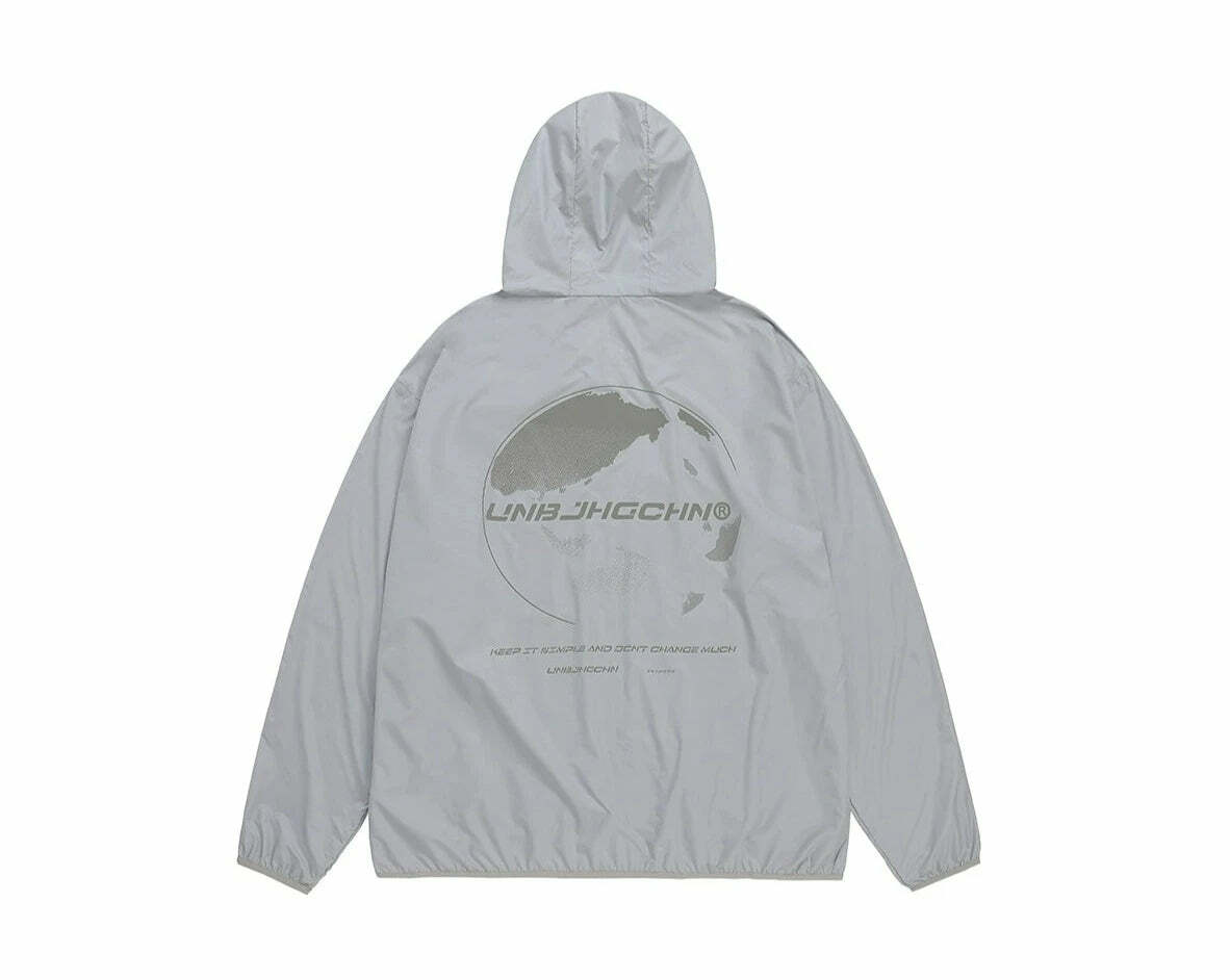 Y2K Grunge Windbreaker Jacket - Retro 90s Summer Fashion, UPF50+ Protection, BJHG Core