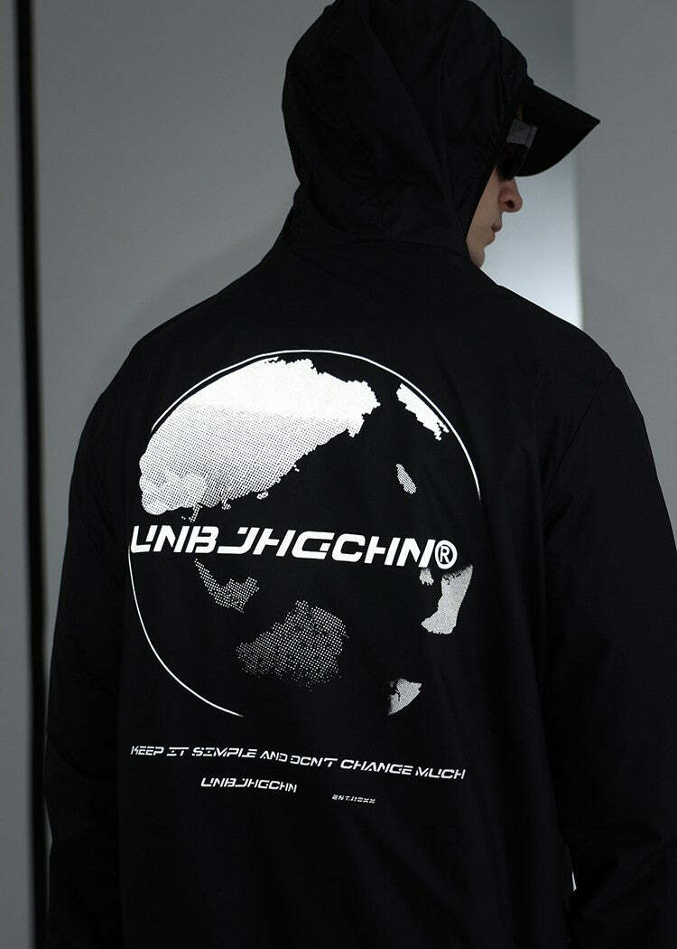 Y2K Grunge Windbreaker Jacket - Retro 90s Summer Fashion, UPF50+ Protection, BJHG Core