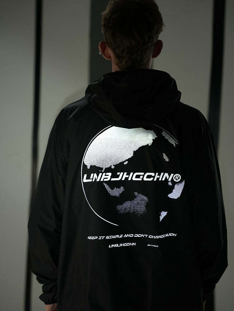 Y2K Grunge Windbreaker Jacket - Retro 90s Summer Fashion, UPF50+ Protection, BJHG Core