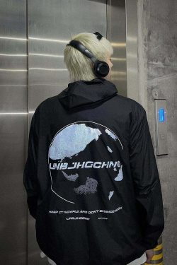 Y2K Grunge Windbreaker Jacket - Retro 90s Summer Fashion, UPF50+ Protection, BJHG Core