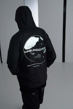Y2K Grunge Windbreaker Jacket - Retro 90s Summer Fashion, UPF50+ Protection, BJHG Core