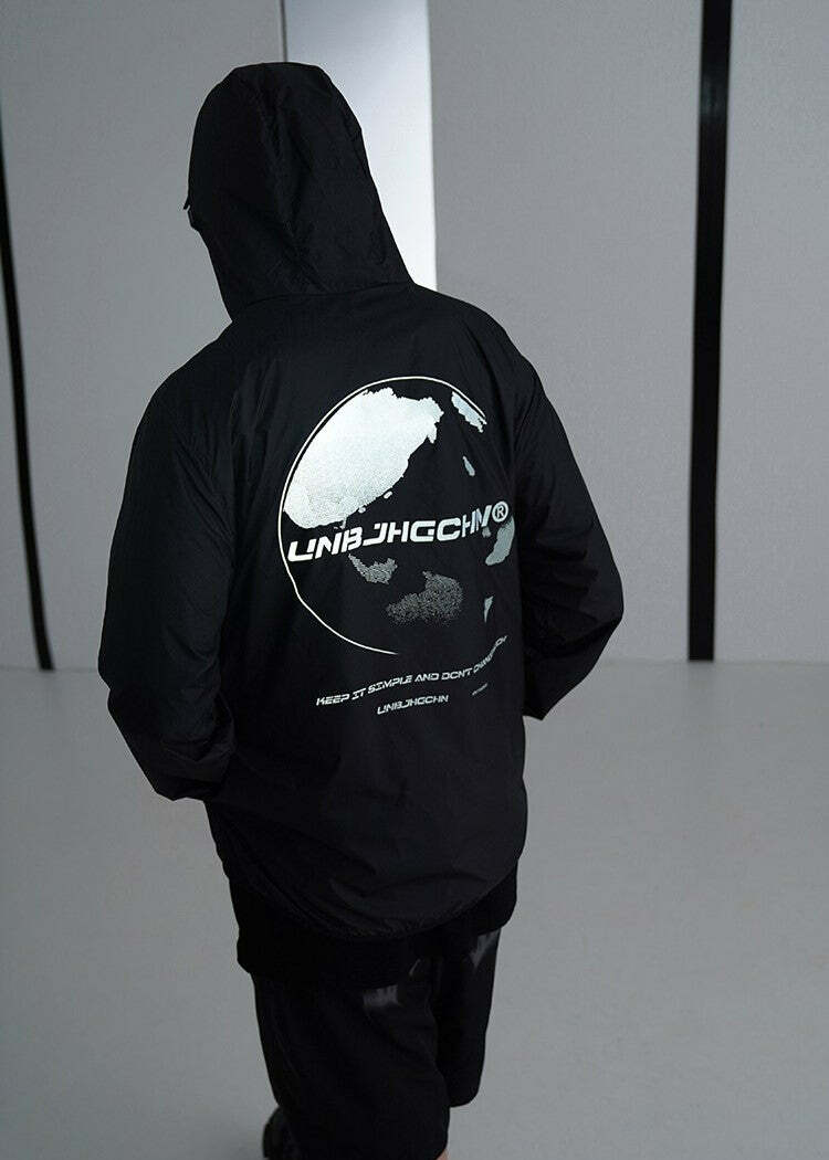 Y2K Grunge Windbreaker Jacket - Retro 90s Summer Fashion, UPF50+ Protection, BJHG Core