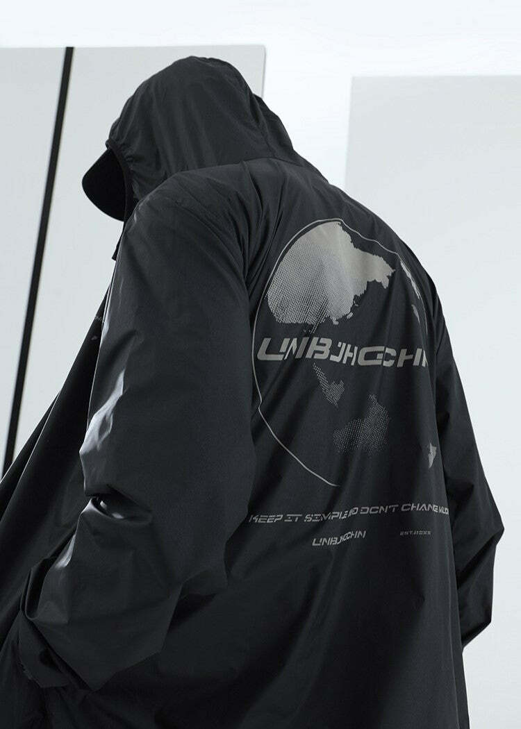 Y2K Grunge Windbreaker Jacket - Retro 90s Summer Fashion, UPF50+ Protection, BJHG Core