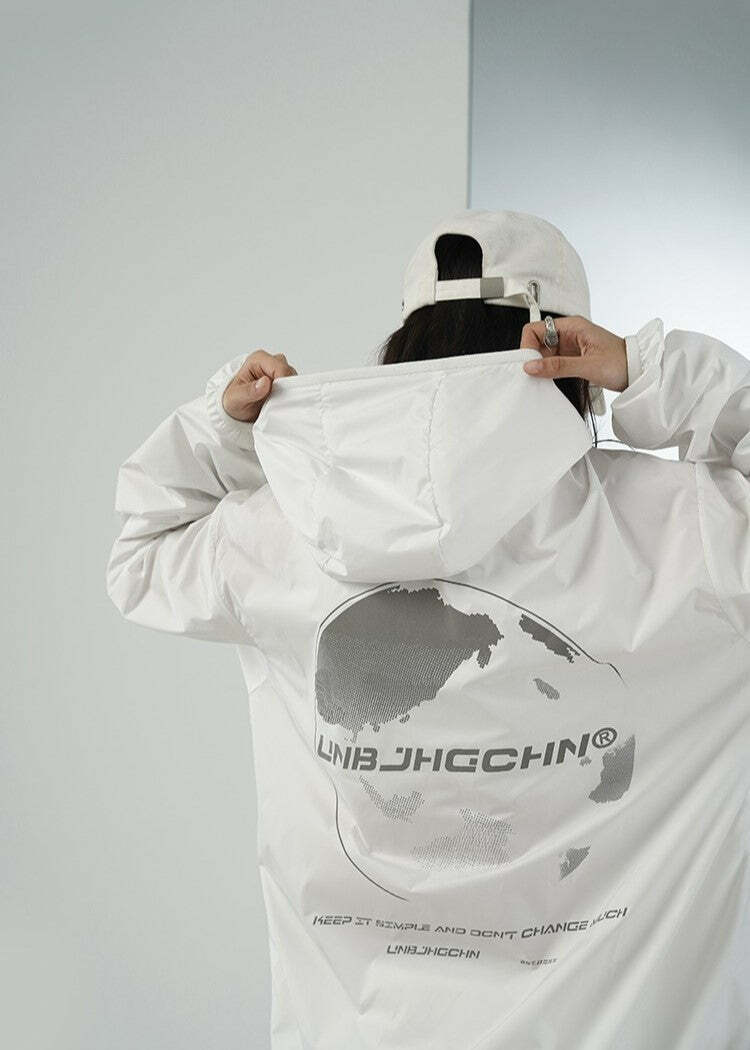 Y2K Grunge Windbreaker Jacket - Retro 90s Summer Fashion, UPF50+ Protection, BJHG Core