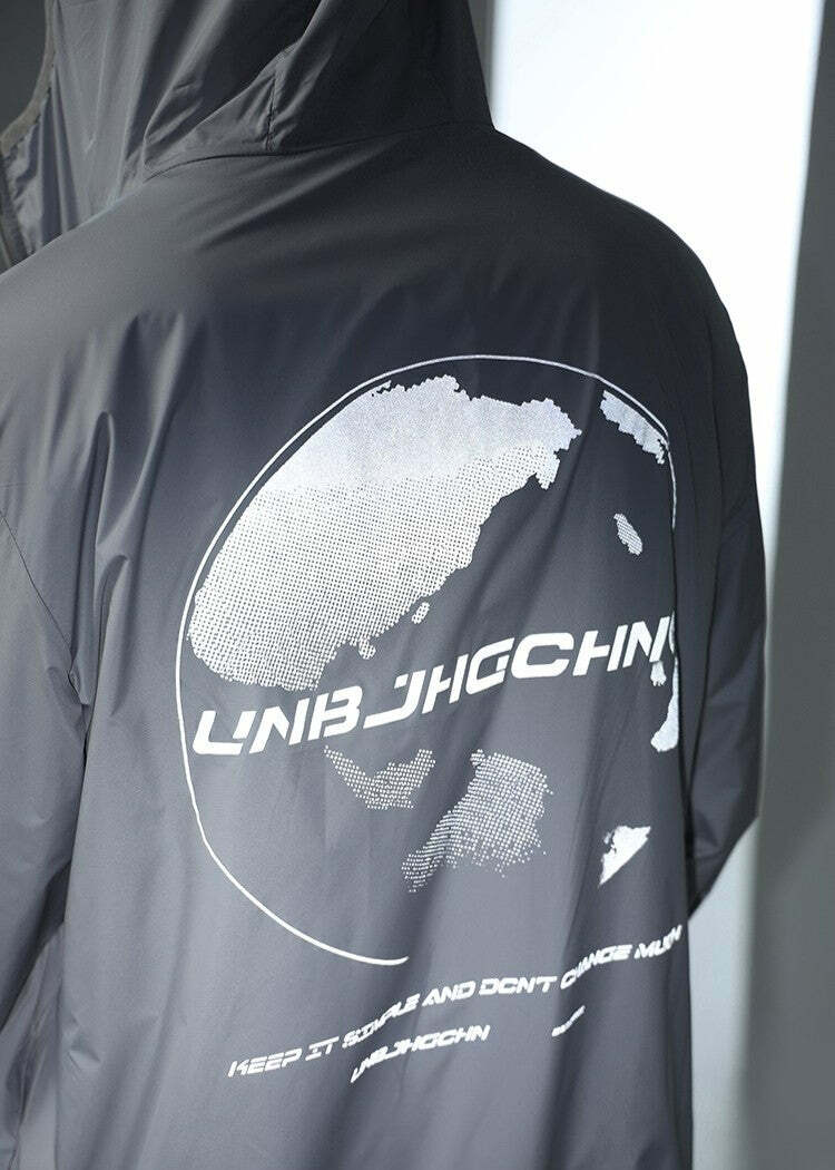Y2K Grunge Windbreaker Jacket - Retro 90s Summer Fashion, UPF50+ Protection, BJHG Core