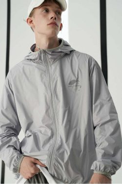 Y2K Grunge Windbreaker Jacket - Retro 90s Summer Fashion, UPF50+ Protection, BJHG Core