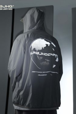 Y2K Grunge Windbreaker Jacket - Retro 90s Summer Fashion, UPF50+ Protection, BJHG Core