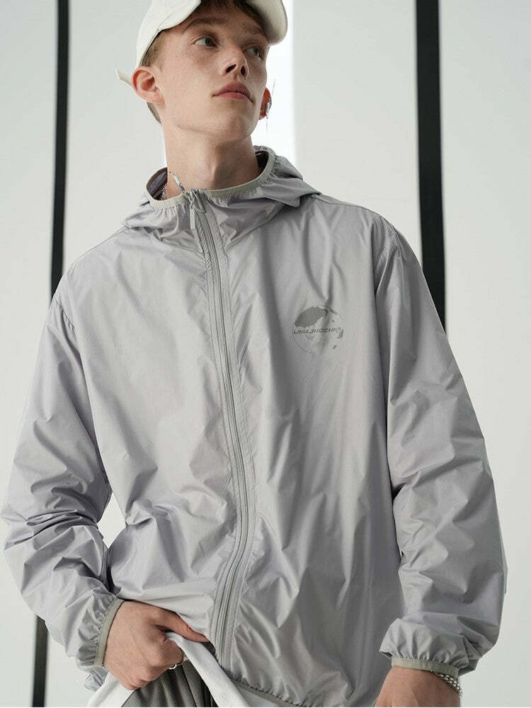 Y2K Grunge Windbreaker Jacket - Retro 90s Summer Fashion, UPF50+ Protection, BJHG Core