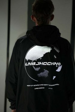 Y2K Grunge Windbreaker Jacket - Retro 90s Summer Fashion, UPF50+ Protection, BJHG Core
