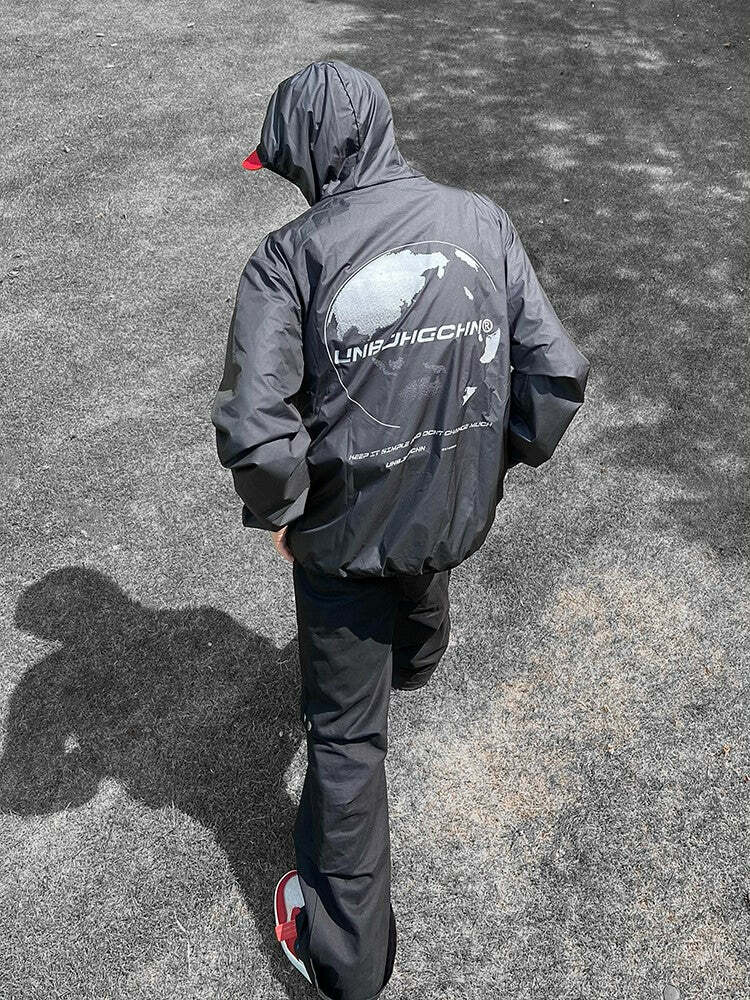 Y2K Grunge Windbreaker Jacket - Retro 90s Summer Fashion, UPF50+ Protection, BJHG Core