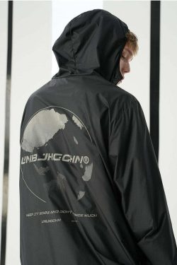 Y2K Grunge Windbreaker Jacket - Retro 90s Summer Fashion, UPF50+ Protection, BJHG Core