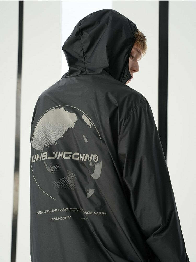 Y2K Grunge Windbreaker Jacket - Retro 90s Summer Fashion, UPF50+ Protection, BJHG Core