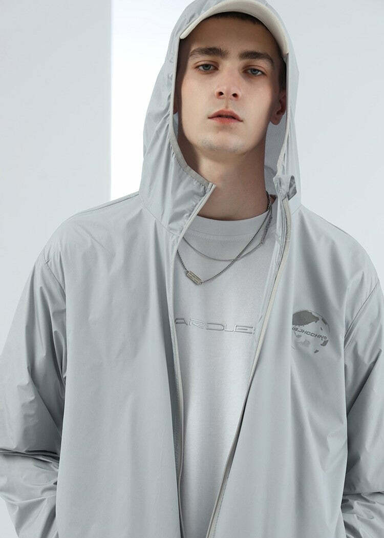 Y2K Grunge Windbreaker Jacket - Retro 90s Summer Fashion, UPF50+ Protection, BJHG Core