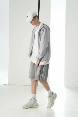 Y2K Grunge Windbreaker Jacket - Retro 90s Summer Fashion, UPF50+ Protection, BJHG Core