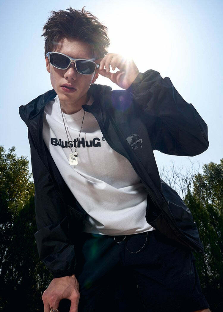 Y2K Grunge Windbreaker Jacket - Retro 90s Summer Fashion, UPF50+ Protection, BJHG Core
