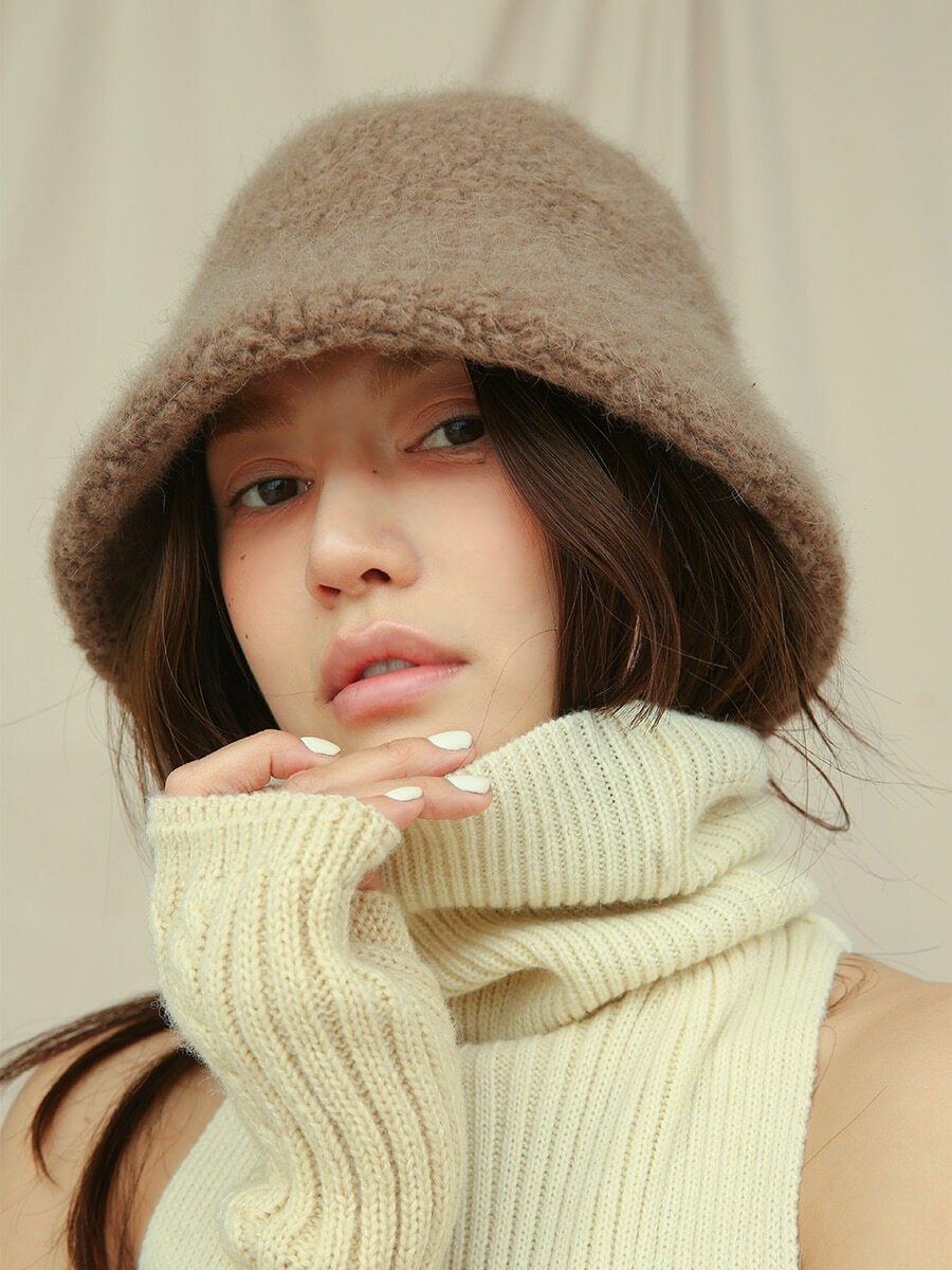 Y2K Grunge Wool Blend Bucket Hat - Retro 90s Fashion, Summer Y2K Outfits, Pastel Goth Style