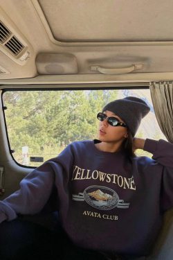 Y2K Grunge Yellowstone Sweatshirt - Retro 90s Fashion, Summer Outfits, and Pastel Goth Style